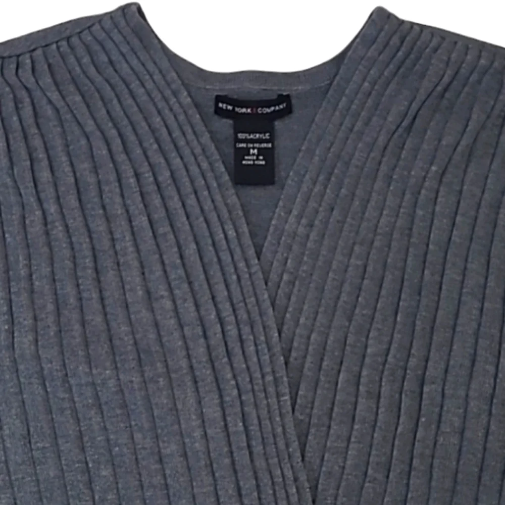 New York & Co. Acrylic Sweater Vest Textured Cable Knit V-Neck Ribbed Cardigan